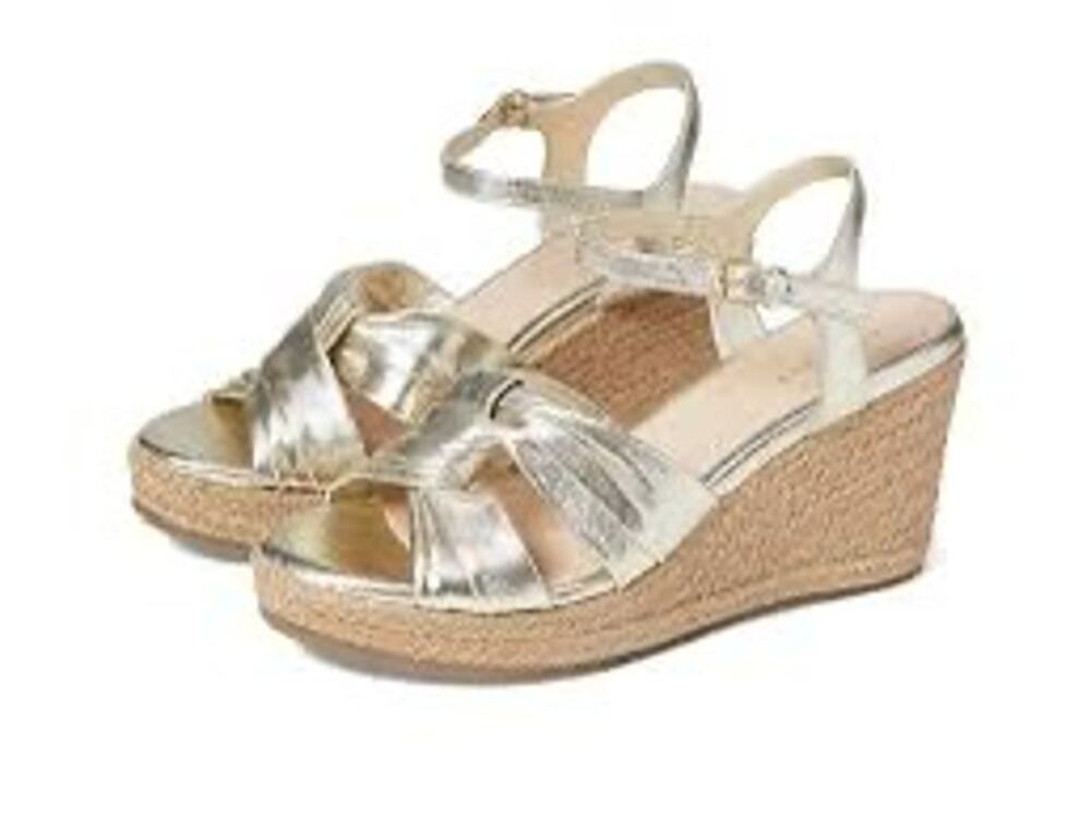Ted Baker Carda Gold Metallic Espadrille Ankle Strap Wedge Sandals EU 39